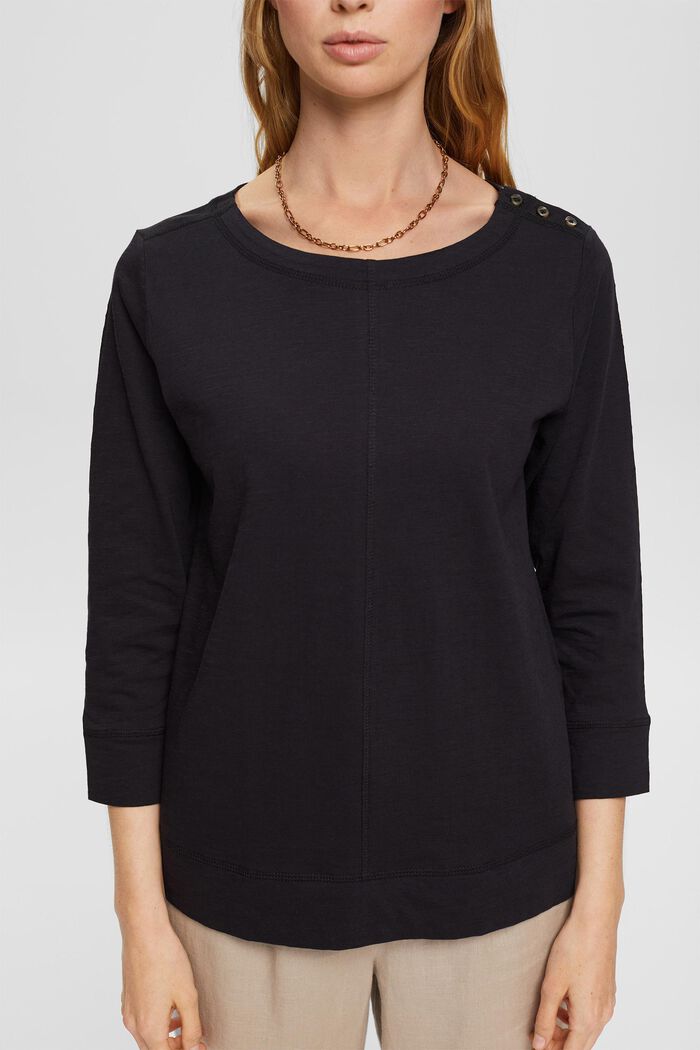 Long sleeve top with buttons, BLACK, detail image number 0