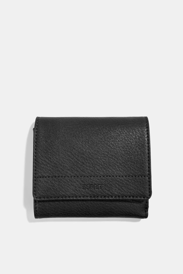 Small faux leather wallet, BLACK, overview