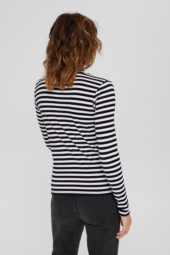Striped long sleeve top made of 100% organic cotton, BLACK, detail image number 3