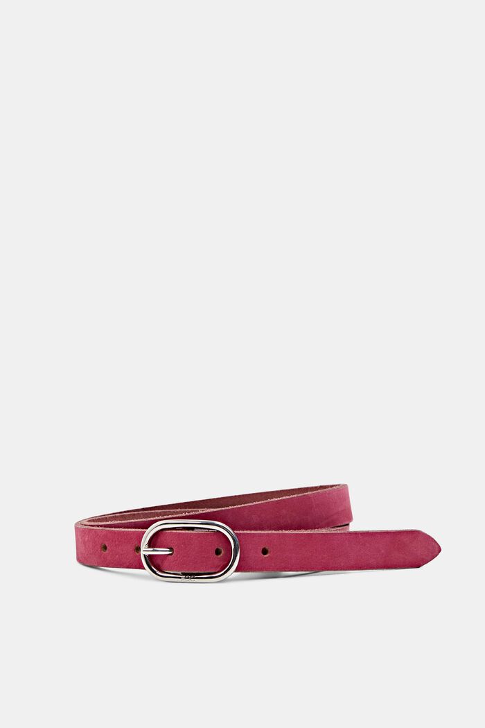 Narrow leather belt, PINK FUCHSIA, detail image number 0