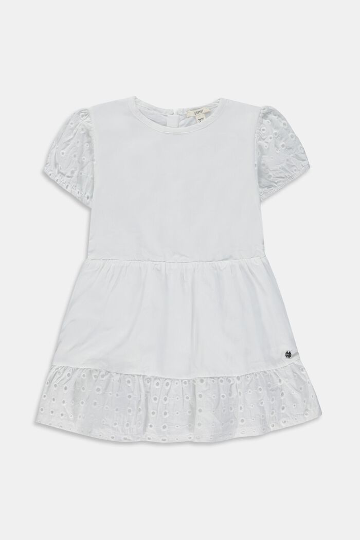 Open Knit Tiered Mini Dress, WHITE, detail image number 0