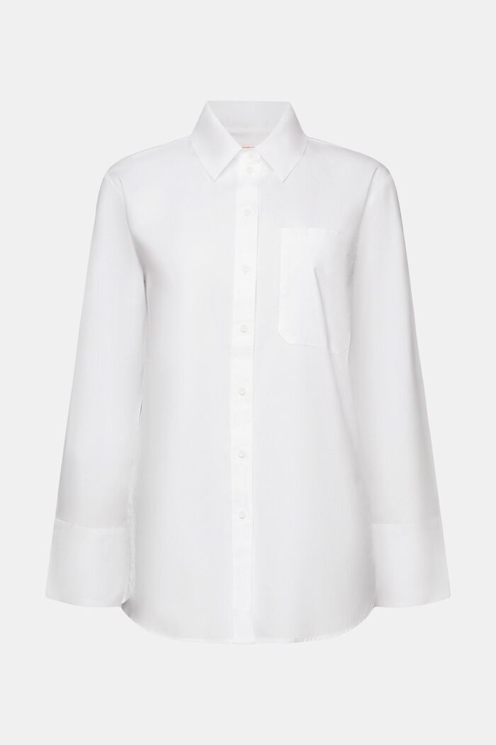 Loose fit shirt blouse, 100% cotton, WHITE, detail image number 6