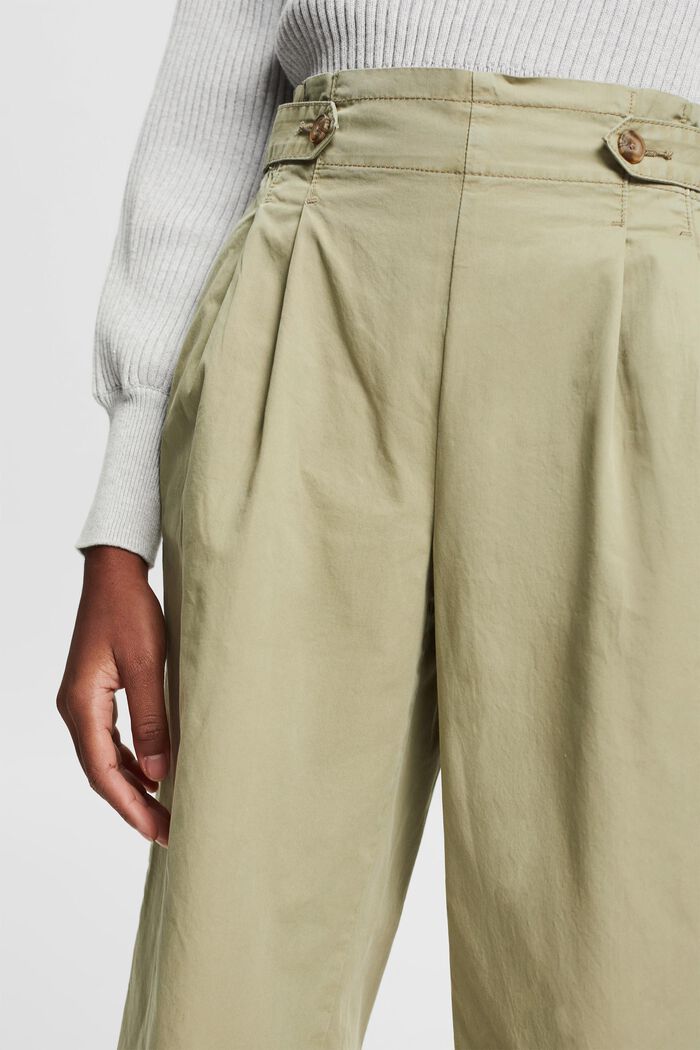 Cropped trousers with an elasticated waistband, 100% cotton, LIGHT KHAKI, detail image number 2