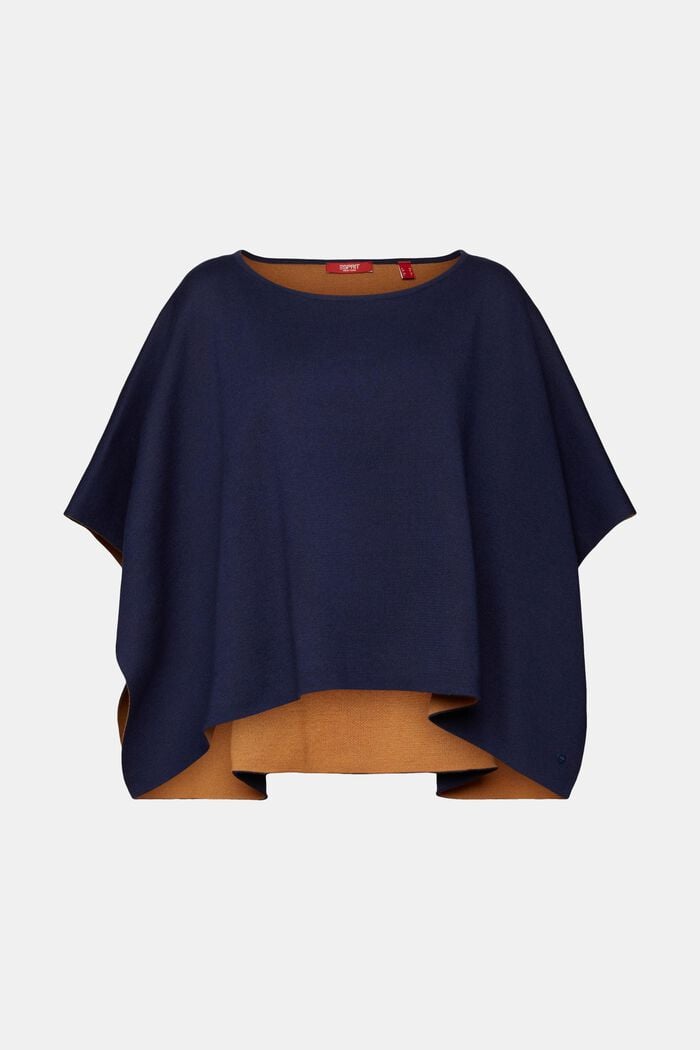 Recycled: double face poncho, NAVY, detail image number 0
