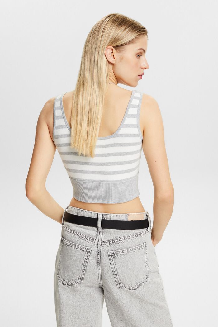 Striped Cropped Sweater Tank Top, LIGHT GREY, detail image number 2