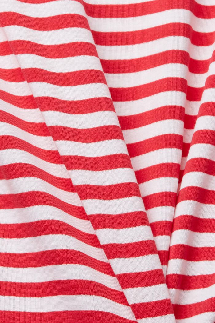 Striped boat neck shirt, RED, detail image number 1