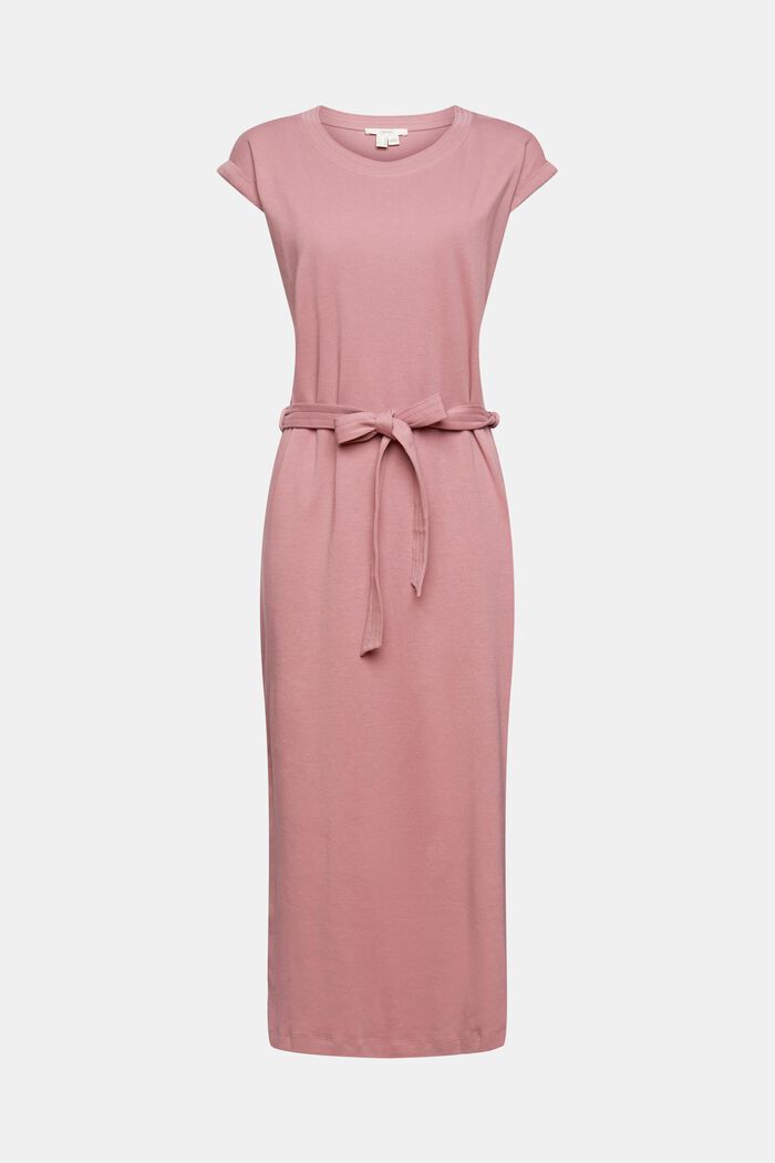 Jersey dress with a tie-around belt, MAUVE, detail image number 6