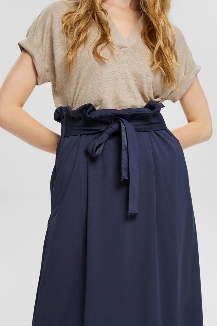 Midi skirt with a tie-around belt, LENZING™ ECOVERO™, DARK BLUE, detail image number 3