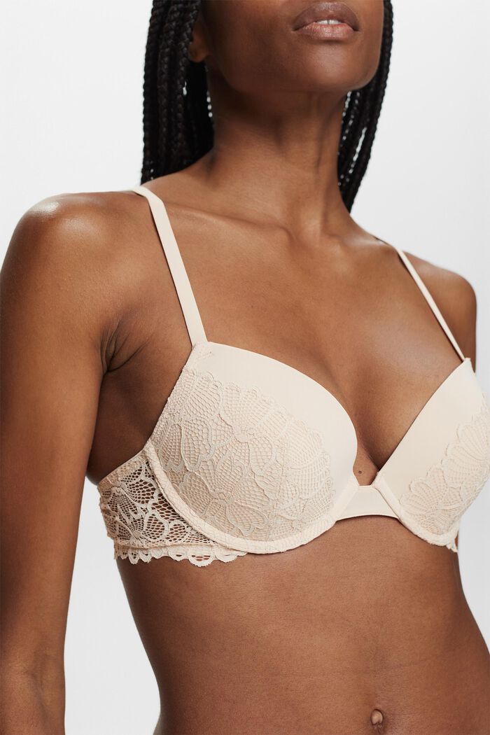 Padded Push-Up Lace Bra, SAND, detail image number 3