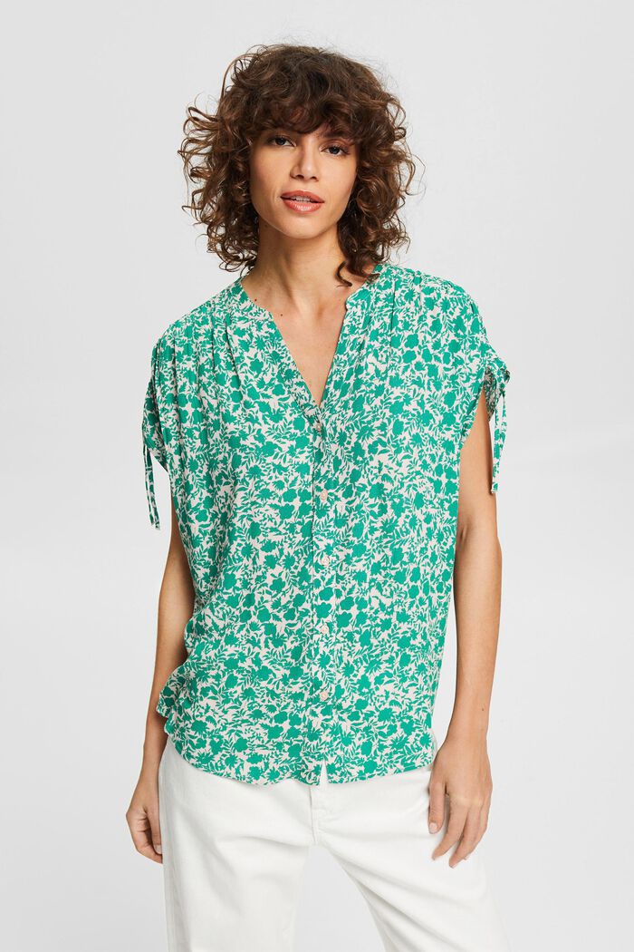 Blouse with a floral pattern, LENZING™ ECOVERO™, NUDE, detail image number 0