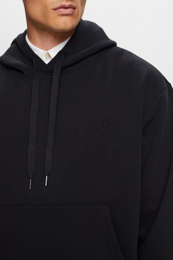 Sweatshirt hoodie with logo stitching, BLACK, detail image number 2