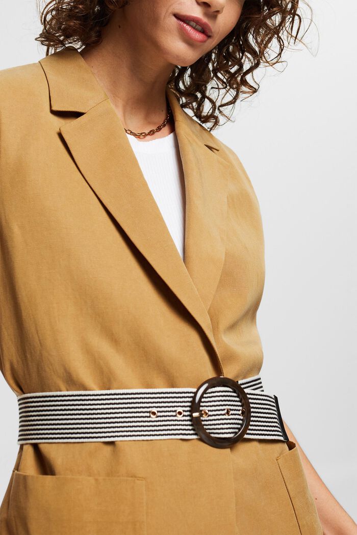 Linen blend: vest with a detachable belt, OLIVE, detail image number 2