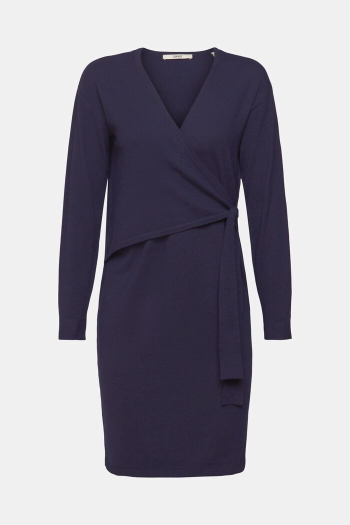 Knitted wrap dress, NAVY, detail image number 6