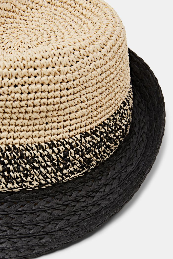 Two-Tone Trilby Hat, BLACK, detail image number 1