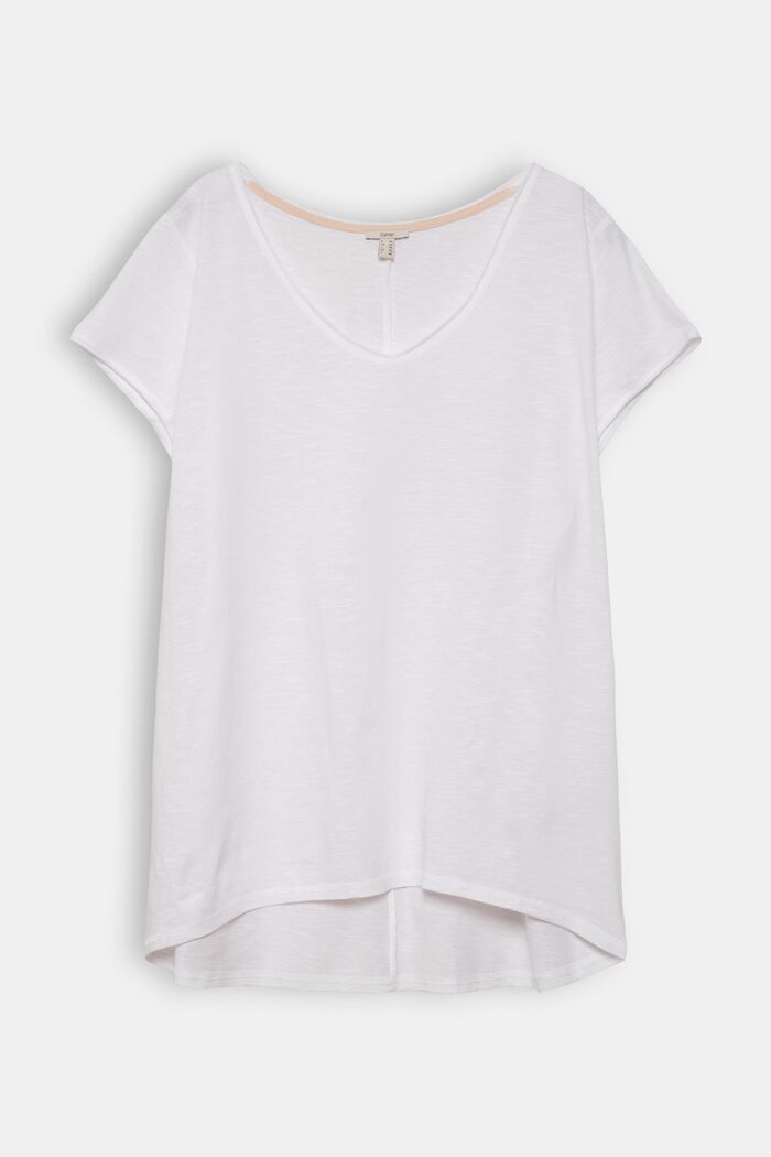 CURVY V-neck T-shirt, organic cotton, WHITE, overview