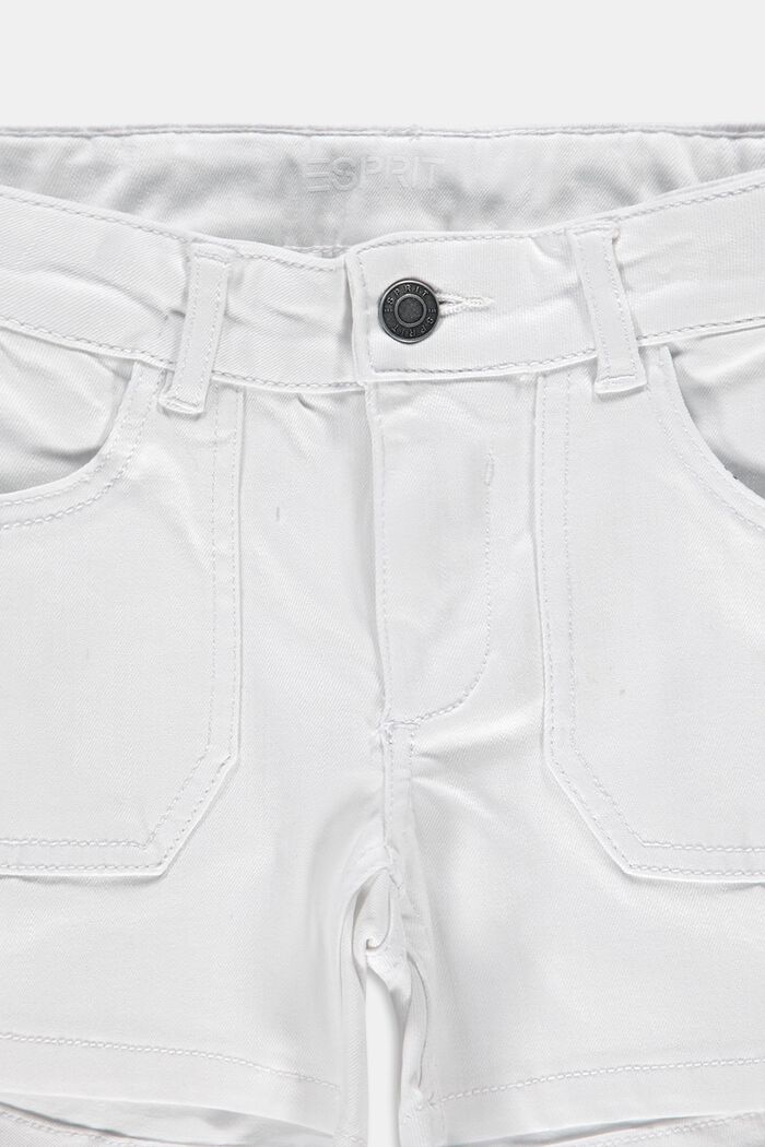 Stretch cotton denim shorts, WHITE, detail image number 2