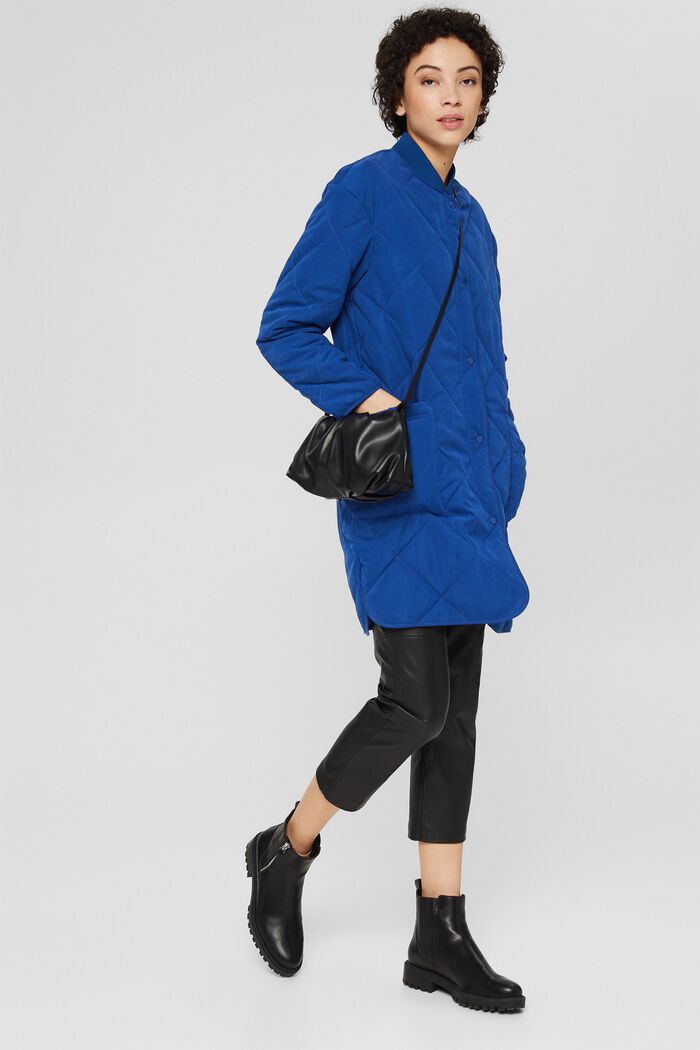 Made of recycled material: Quilted coat with zip, BRIGHT BLUE, detail image number 1