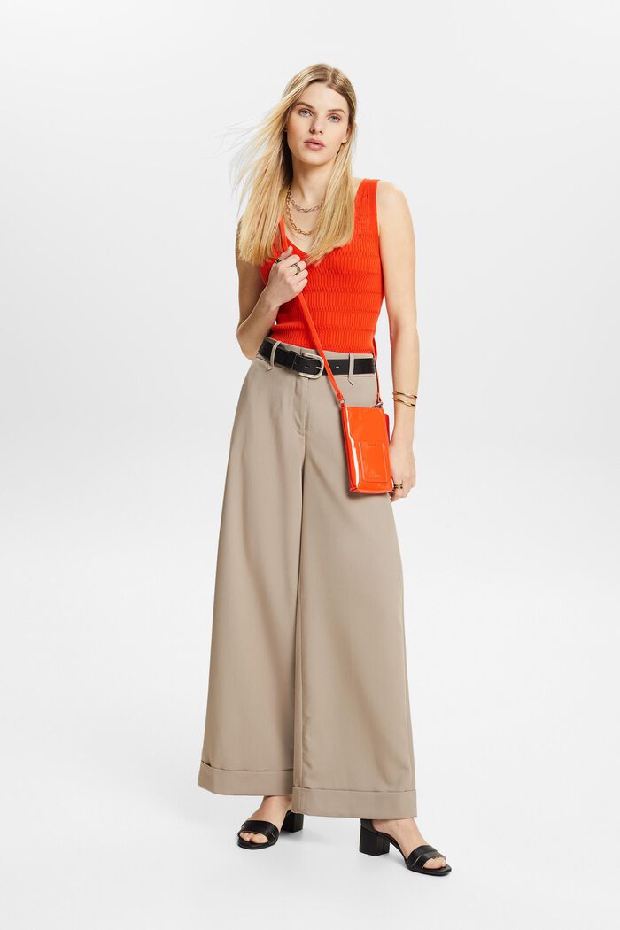 Twill Wide Leg Pants, LIGHT TAUPE, detail image number 1