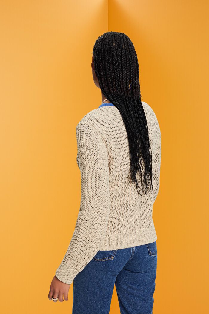 Open-Knit Sweater, LIGHT TAUPE, detail image number 3