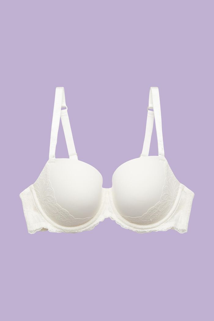 Padded Underwire Lace Bra, OFF WHITE, detail image number 1