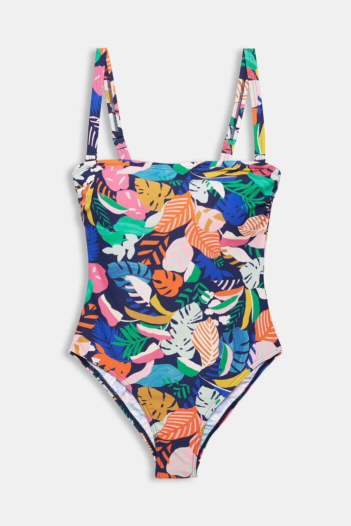 Made of recycled material: Swimsuit with a colourful pattern, NAVY, detail image number 2