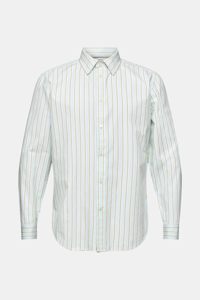 Striped Button-Down Cotton Shirt, LIGHT AQUA GREEN, detail image number 6
