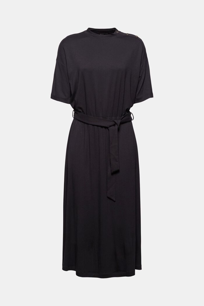 Jersey midi dress made of LENZING™ ECOVERO™, BLACK, overview