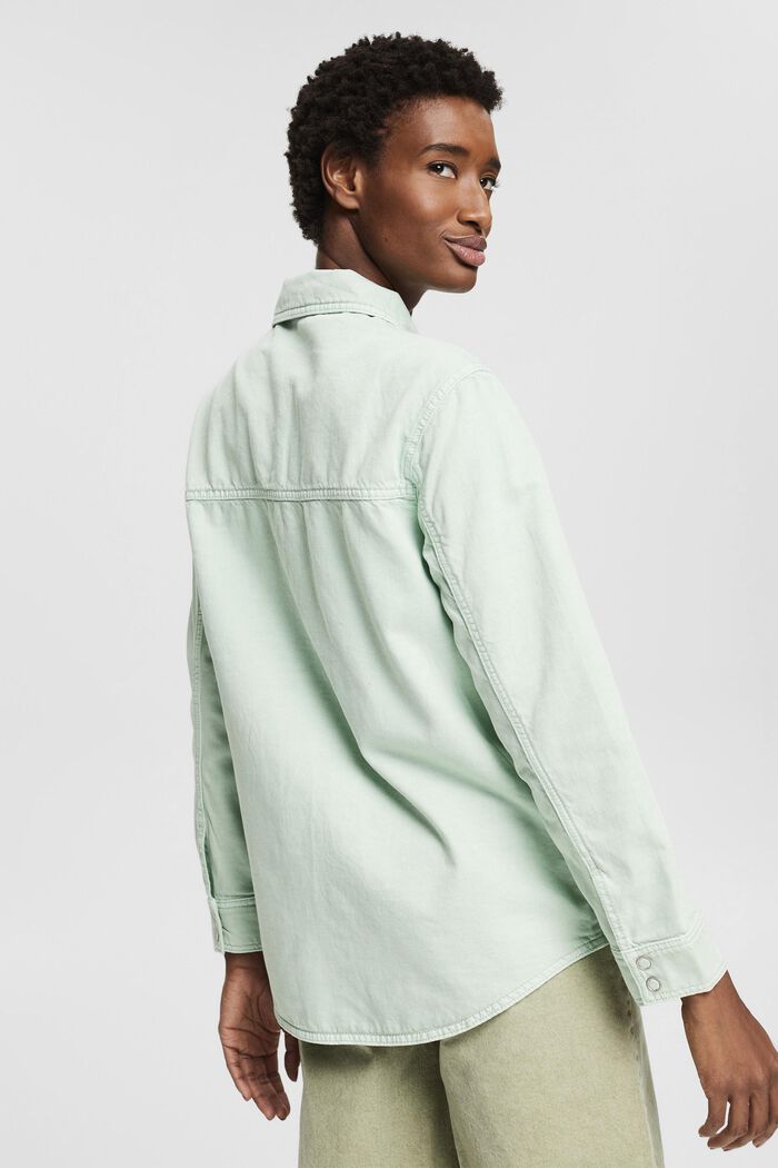 Containing TENCEL™: oversized shirt jacket, DUSTY GREEN, detail image number 3