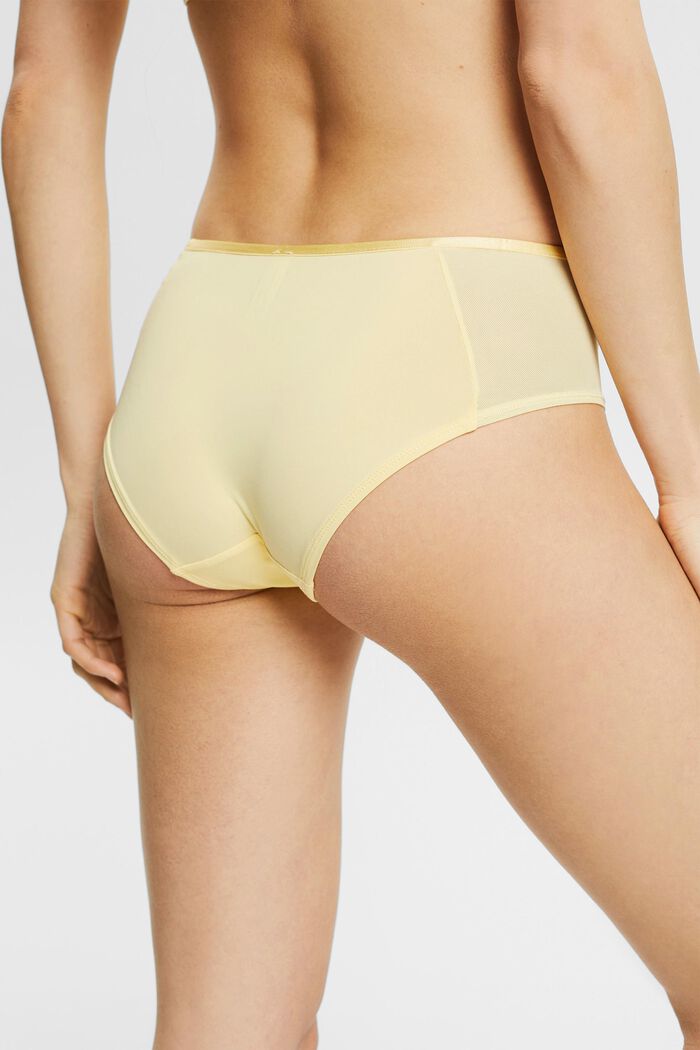 Made of recycled material: mesh and microfibre hipster shorts, LIGHT YELLOW, detail image number 3