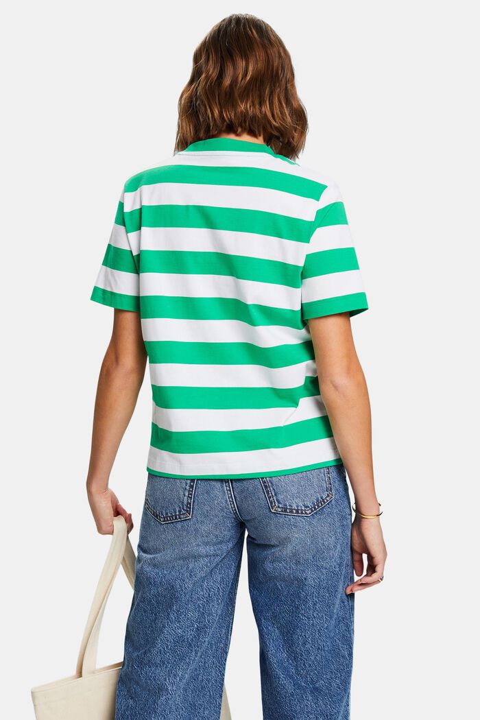 Pima Cotton Striped Embroidered Logo T-Shirt, GREEN, detail image number 2