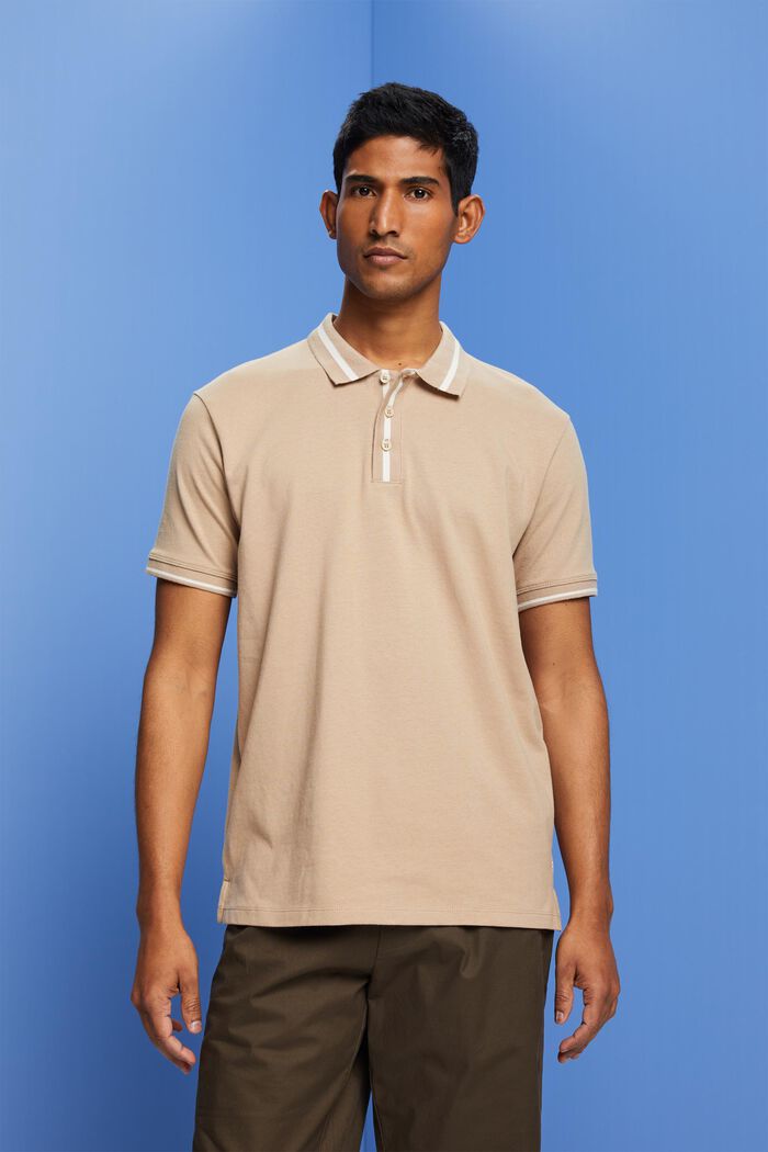 Jersey polo shirt, cotton blend, SAND, detail image number 0
