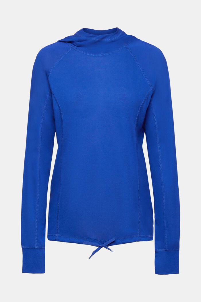 Hooded long-sleeved top, LENZING™ ECOVERO™, BRIGHT BLUE, detail image number 8