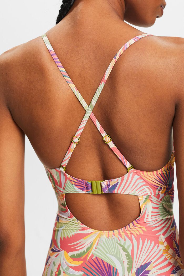 Printed One-Piece Swimsuit, CORAL RED, detail image number 5