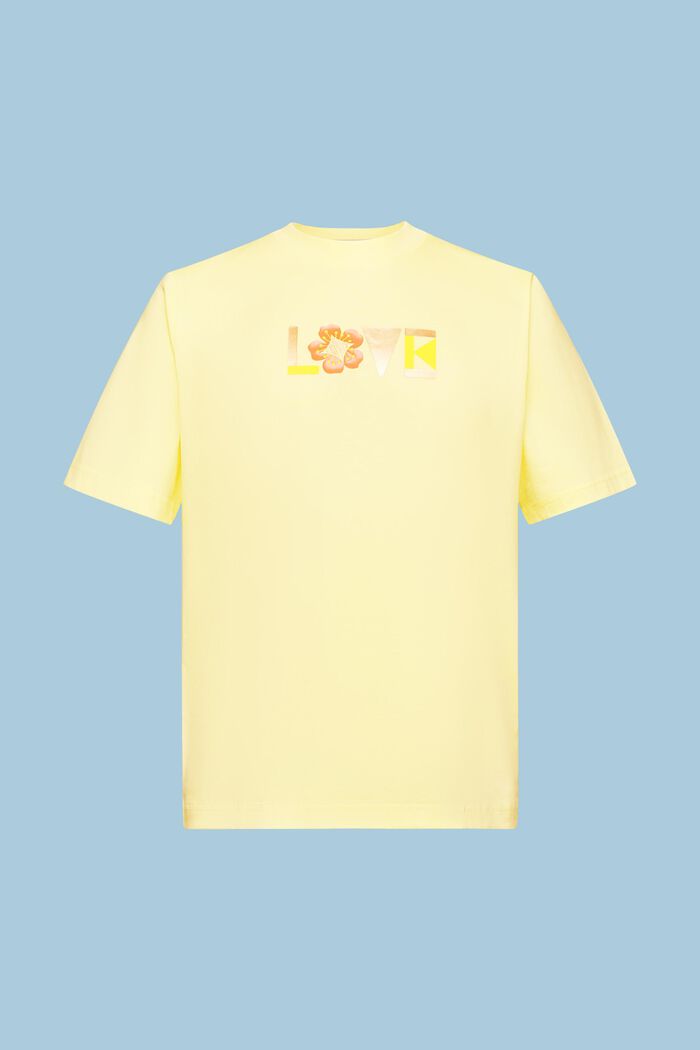 Unisex Printed Pima Cotton T-Shirt, PASTEL YELLOW, detail image number 8