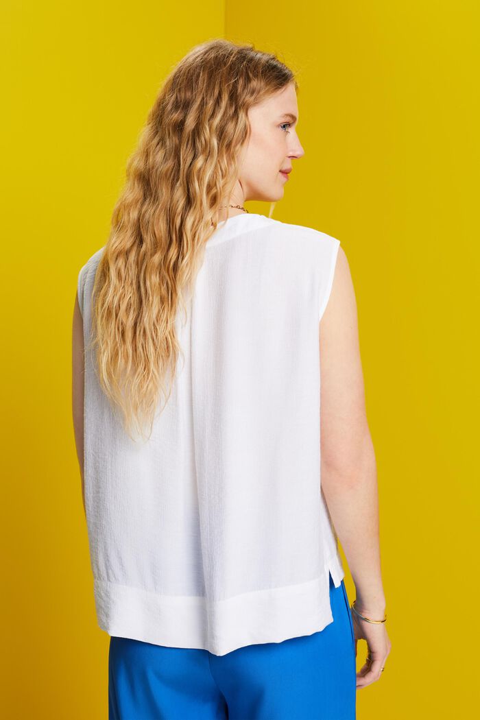 Crinkled sleeveless blouse, WHITE, detail image number 3