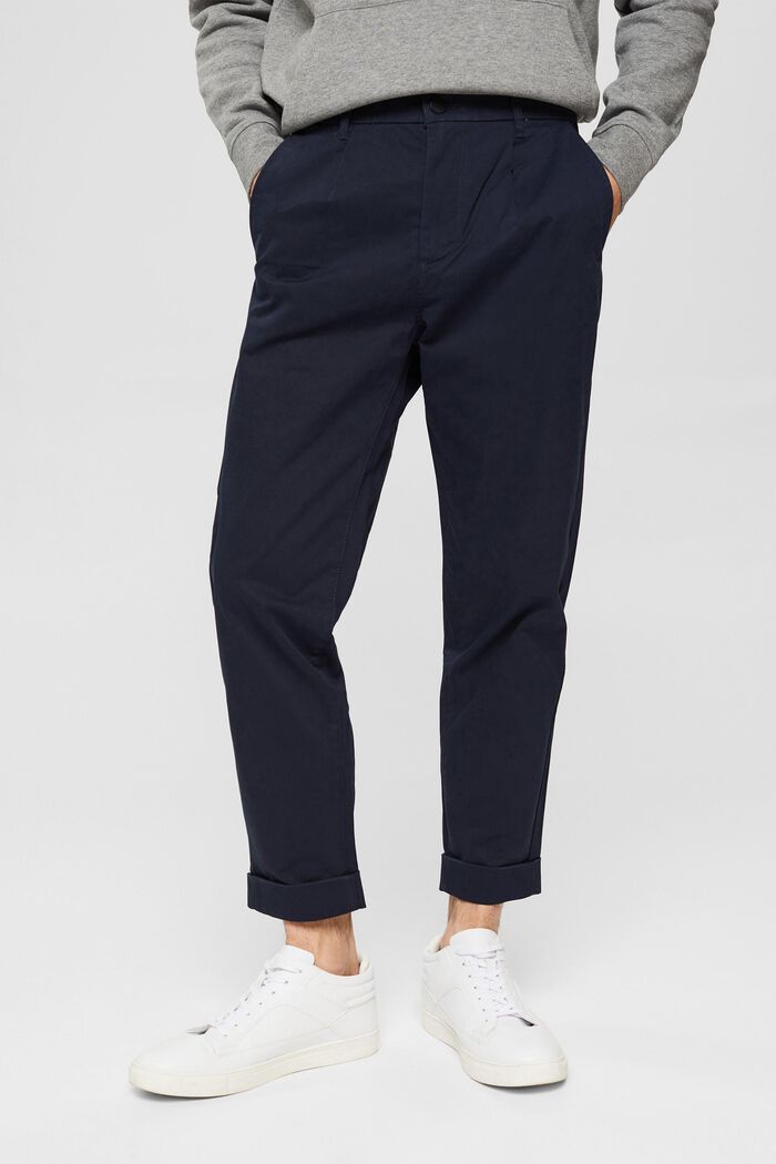 Cropped chinos in organic cotton, NAVY, detail image number 0