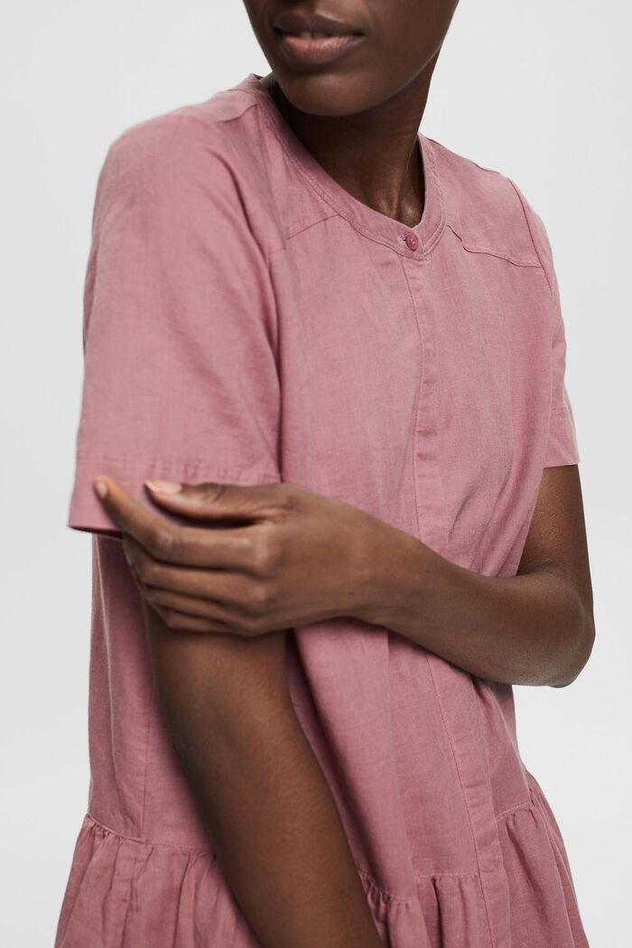 Made of blended linen: dress with a button placket, MAUVE, detail image number 3