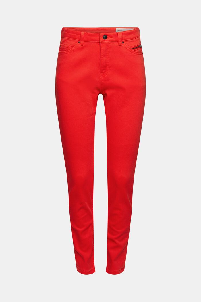 Stretch trousers with zip detail, ORANGE RED, detail image number 2