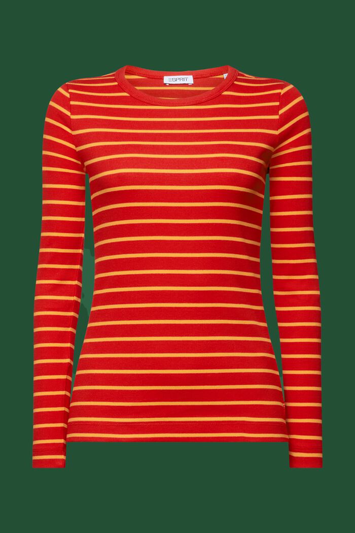 Striped Rib-Knit Top, RED, detail image number 5