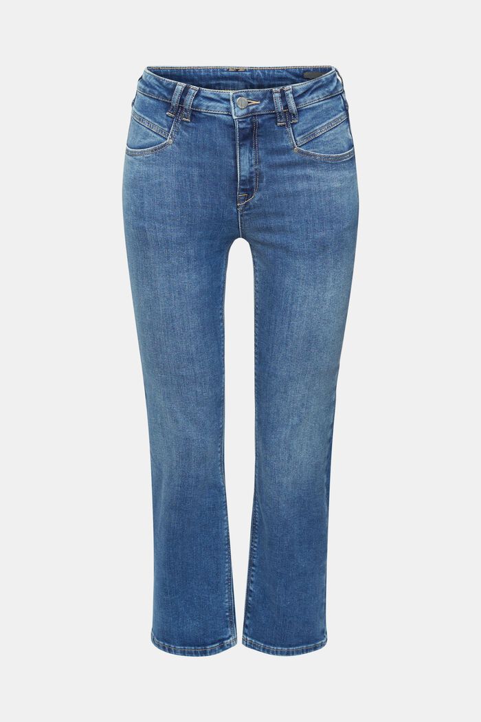 Cropped flared stretch jeans, BLUE MEDIUM WASHED, detail image number 7
