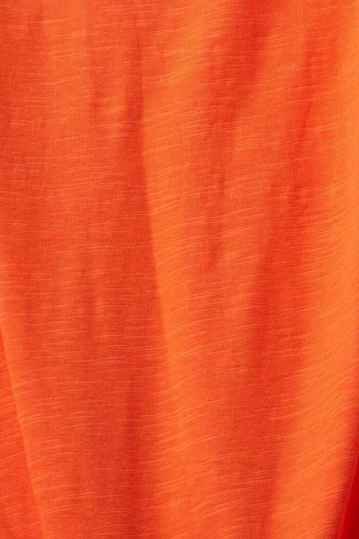 V-neck cotton t-shirt with decorative stitching, ORANGE RED, detail image number 5