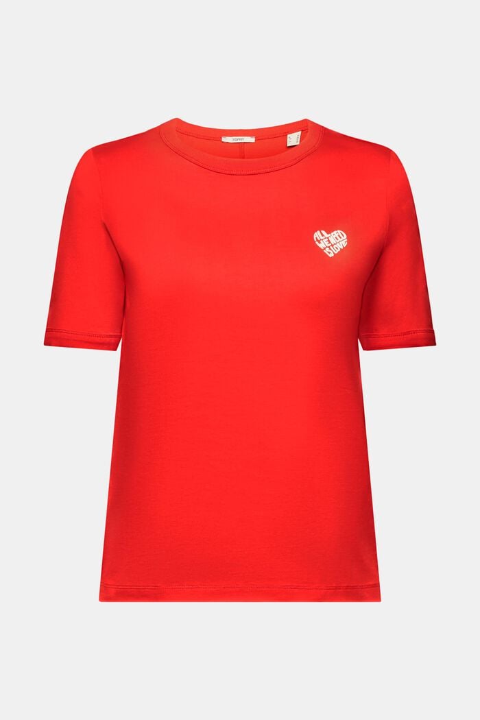 Cotton t-shirt with heart-shaped logo, RED, detail image number 6