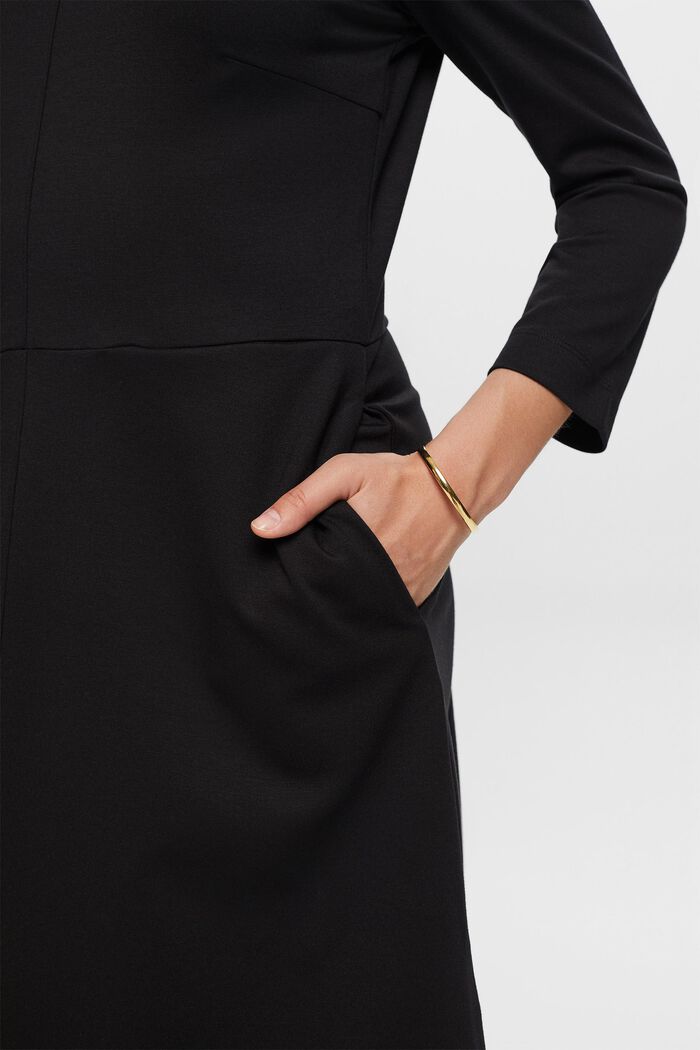 Punto Jersey Dress, BLACK, detail image number 4