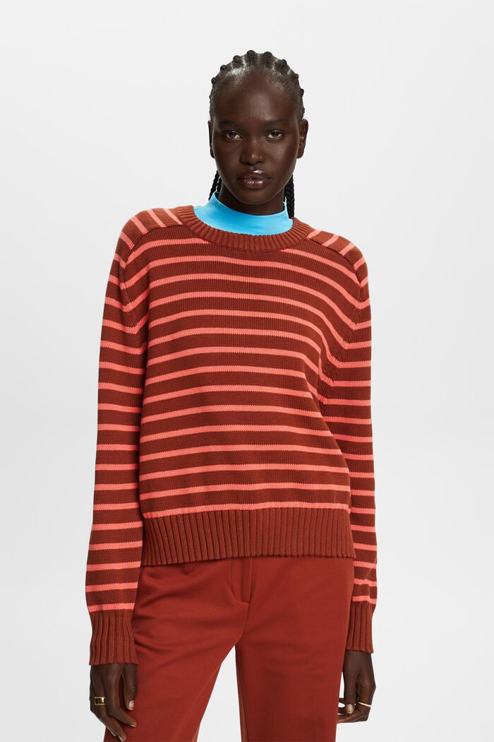 Striped jumpers, 100% cotton, RUST BROWN, detail image number 4