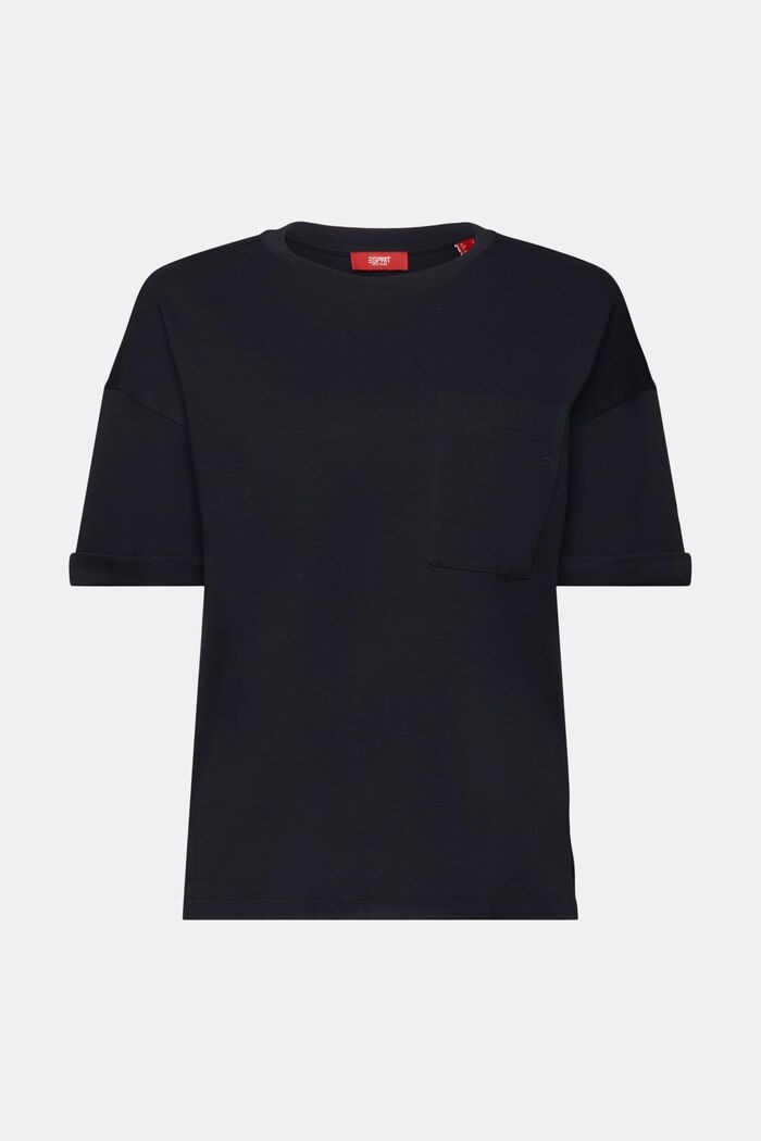 Oversized t-shirt with a patch pocket, BLACK, detail image number 7