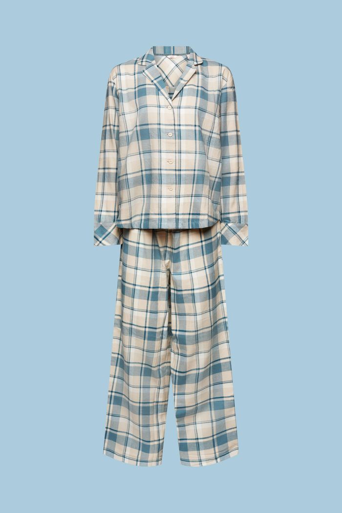 Checked Flannel Pyjama Set, NEW TEAL BLUE, detail image number 5
