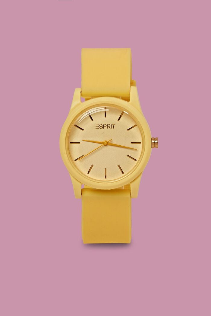 Coloured watch with rubber band, YELLOW, detail image number 0