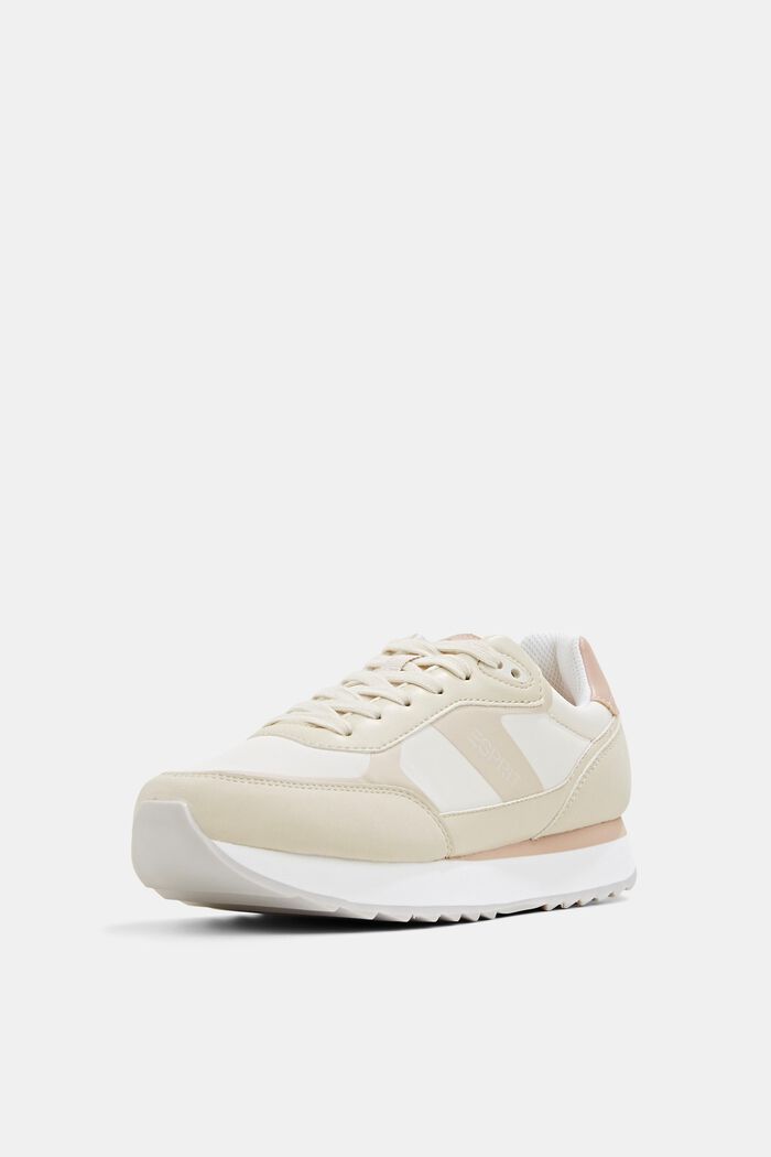 Multi-coloured trainers in a material mix design, CREAM BEIGE, detail image number 2