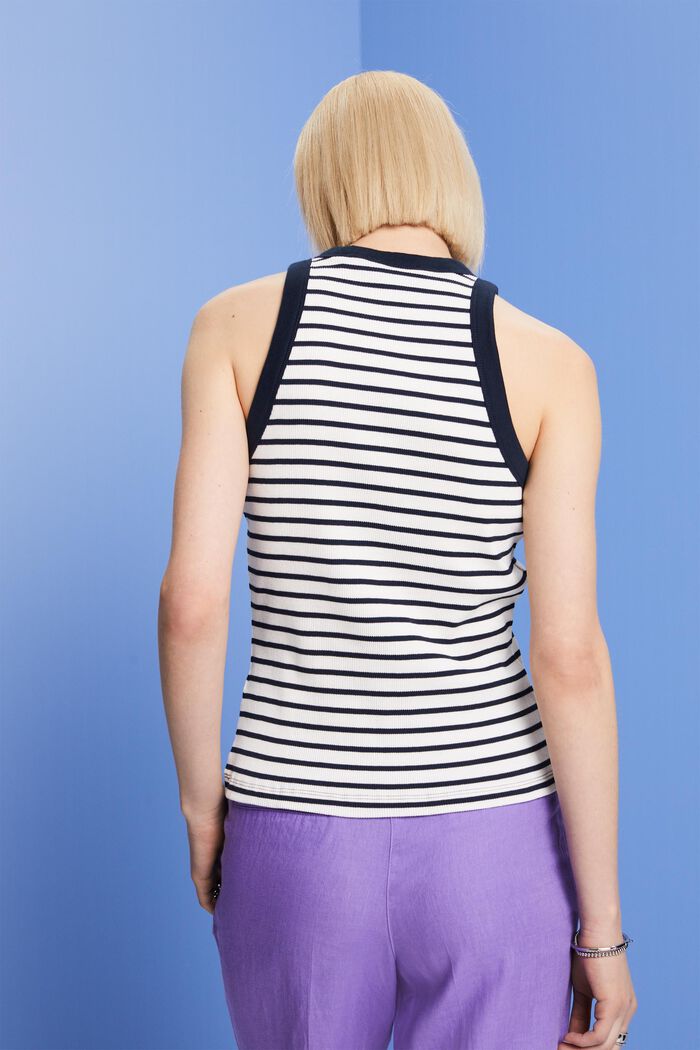 Embroidered ribbed tank top with print, NAVY, detail image number 3