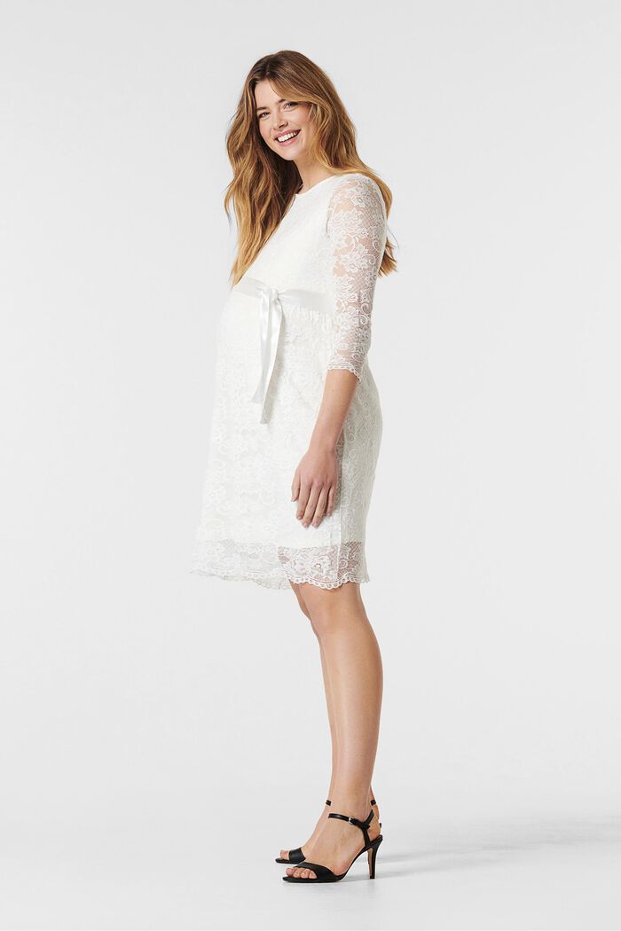 Floral lace dress with tie-around belt, BRIGHT WHITE, detail image number 2